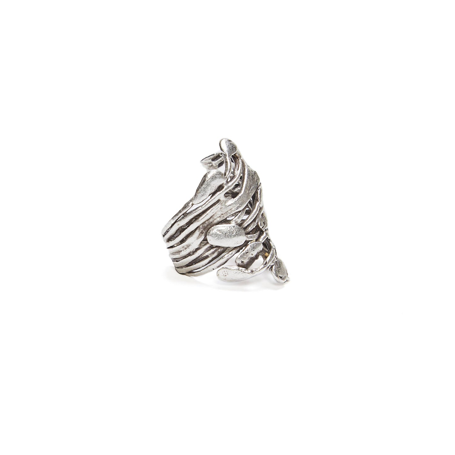 Handmade Brass Ring In Silver Plated - 6860