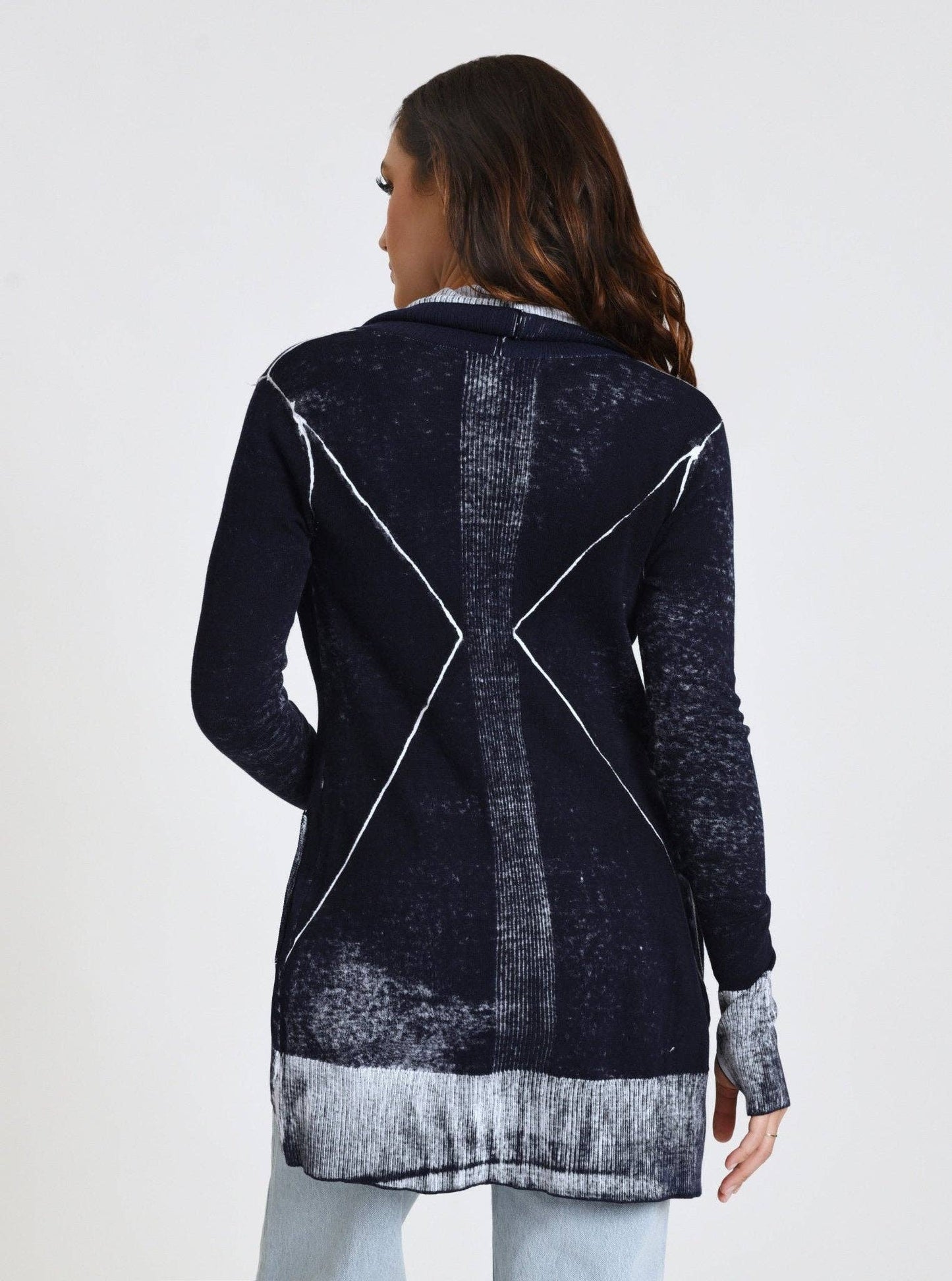 Huntress Drape Front Cardigan - Blanc Noir