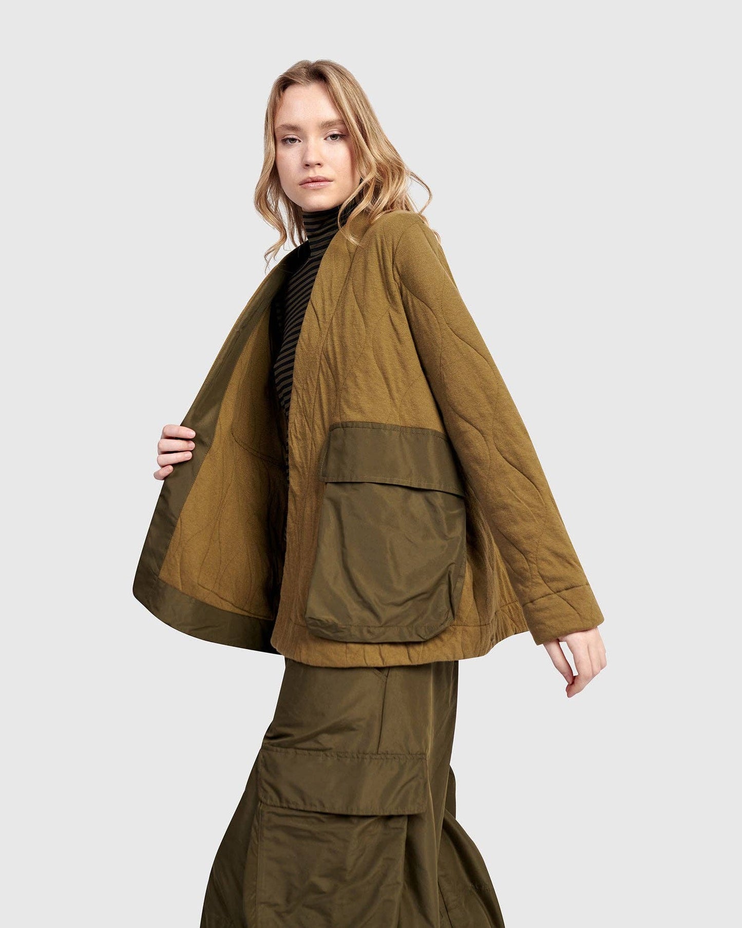 Urban Parcel Quilted Jacket, Khaki: Khaki / S (US 8-12)