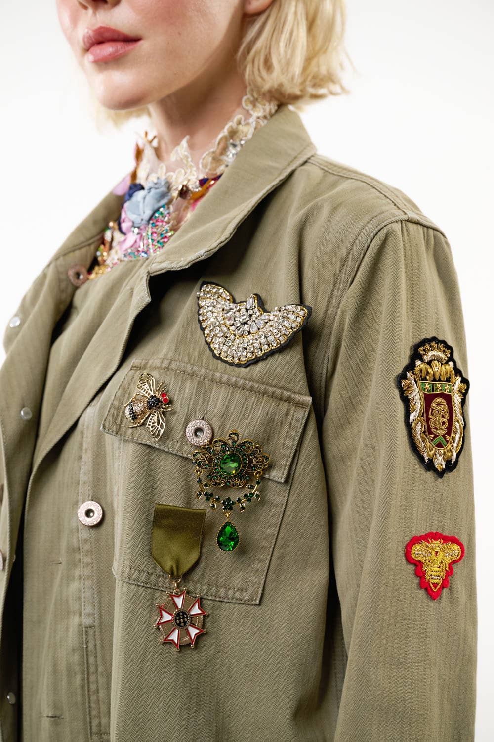 Aria Twill Jacket - Pins Included: Army / S