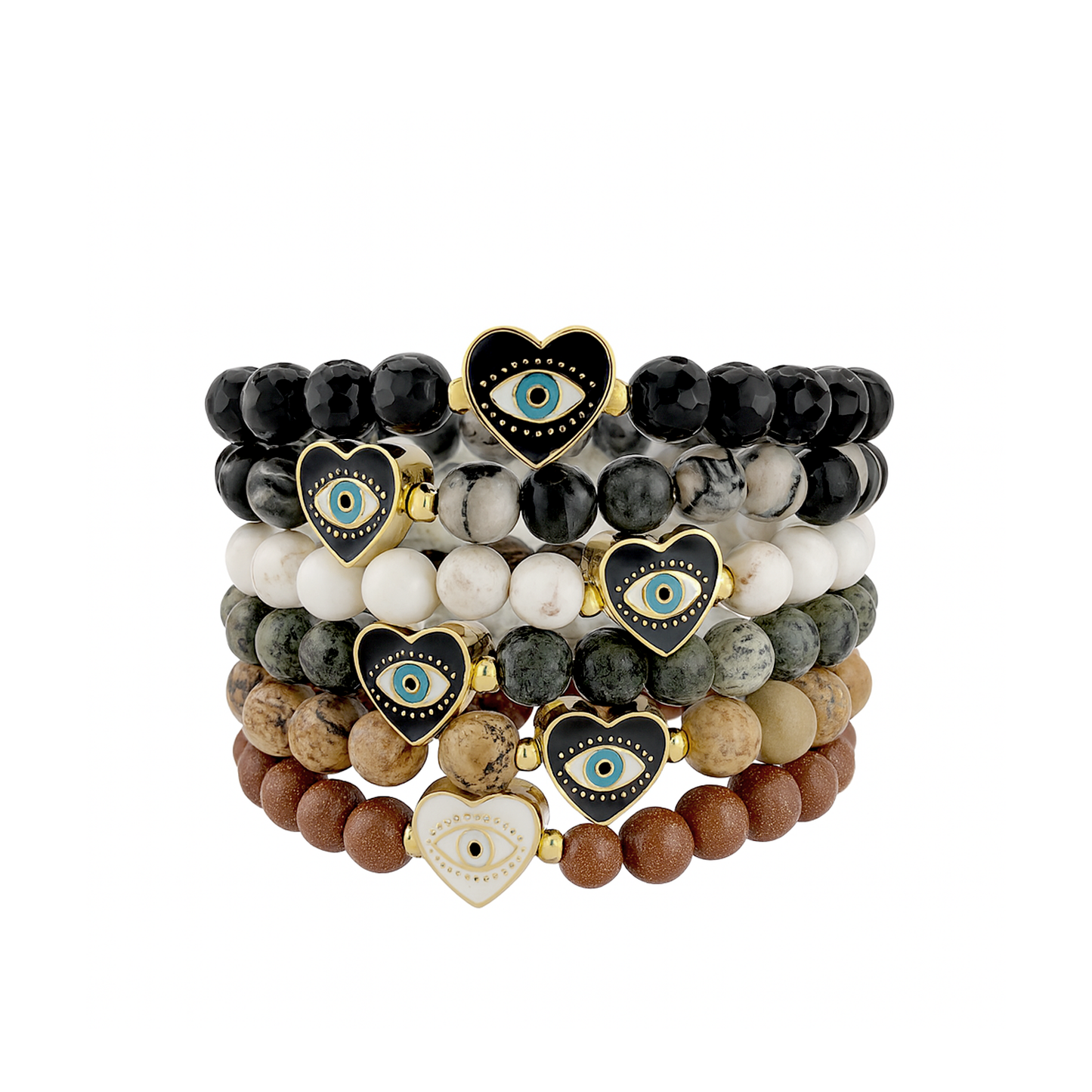 Sandi Heart of Protection Gemstone Evil Eye Bracelet: Black Jasper