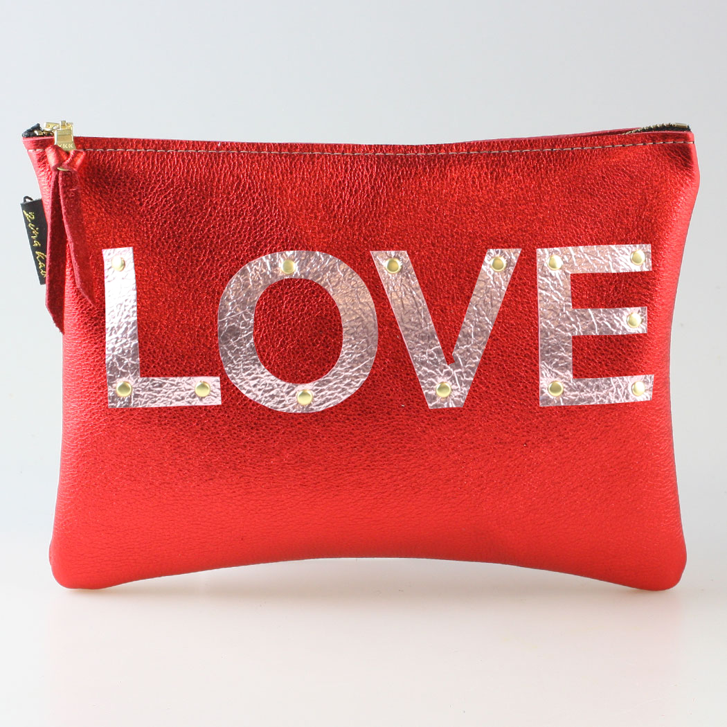 The Metallic Applique Carter: LOVE: Pewter w/Rose letters
