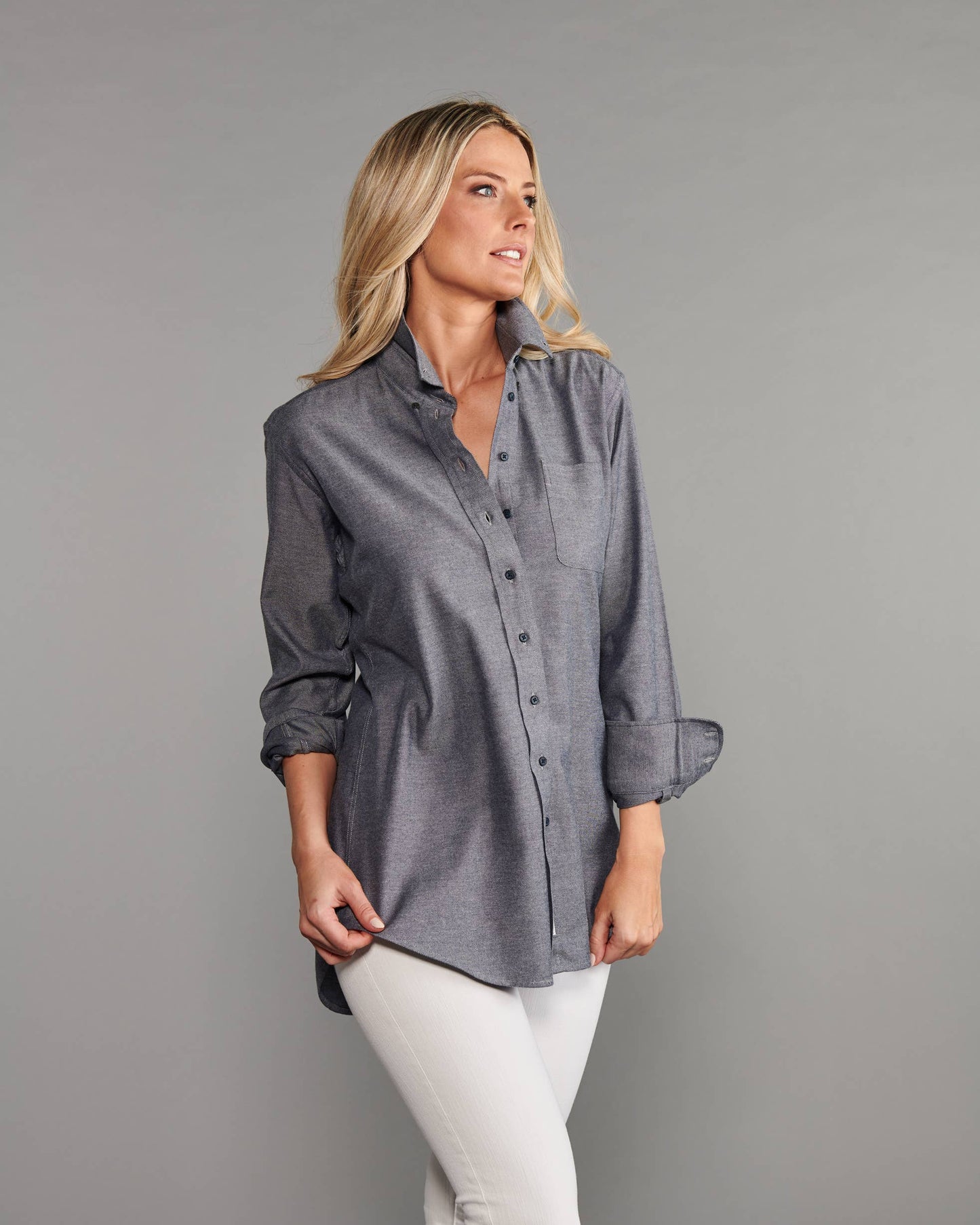The His is Hers Original Shirt in Chambray Blue Side Brushed
