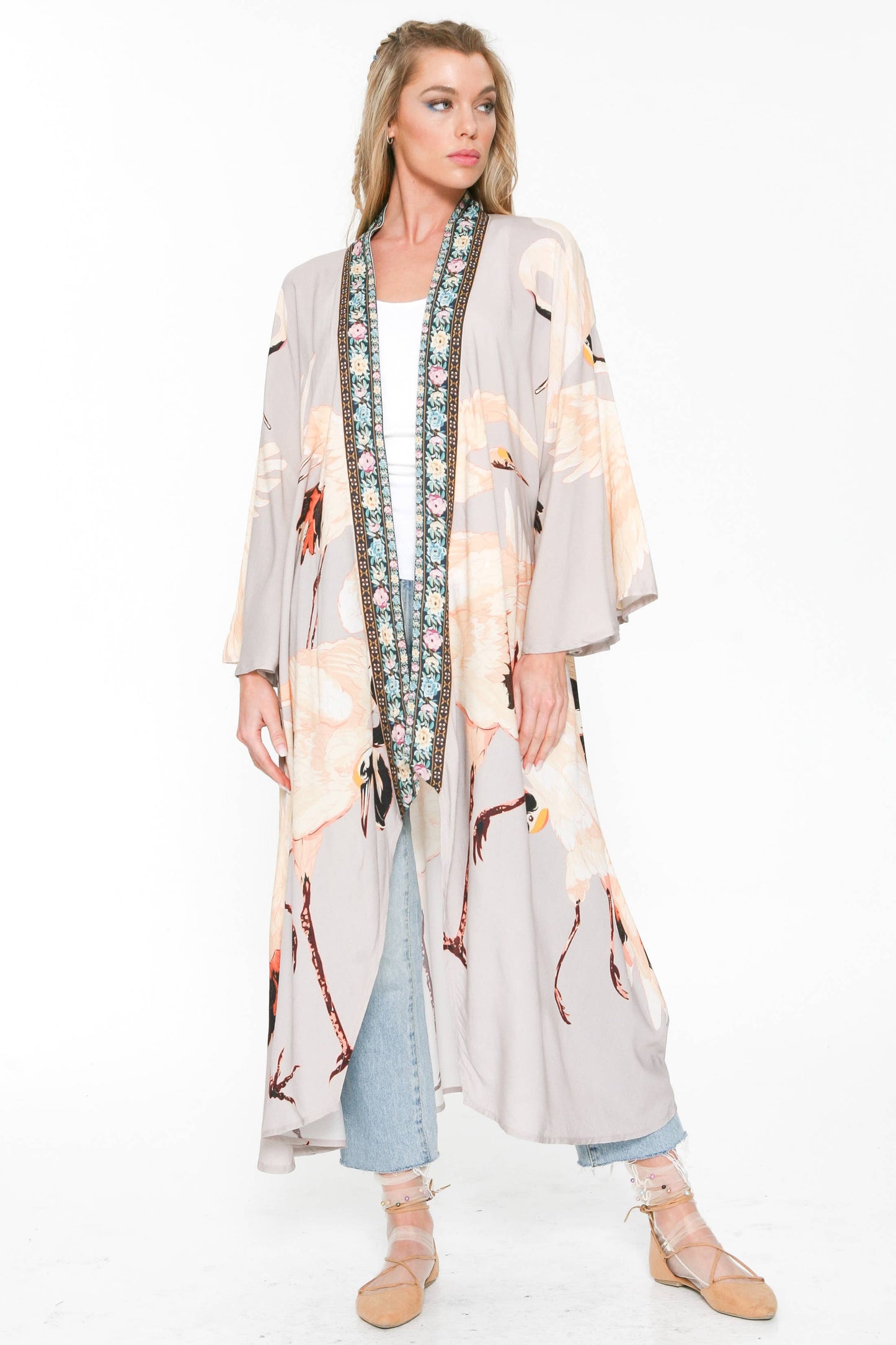 Story of the Crane Kimono: Slate / One Size