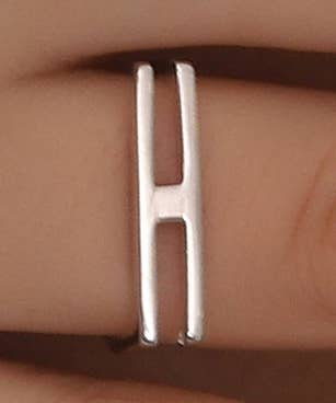 925 Sterling Silver "H" Letter Free Size Ring: Yellow Gold