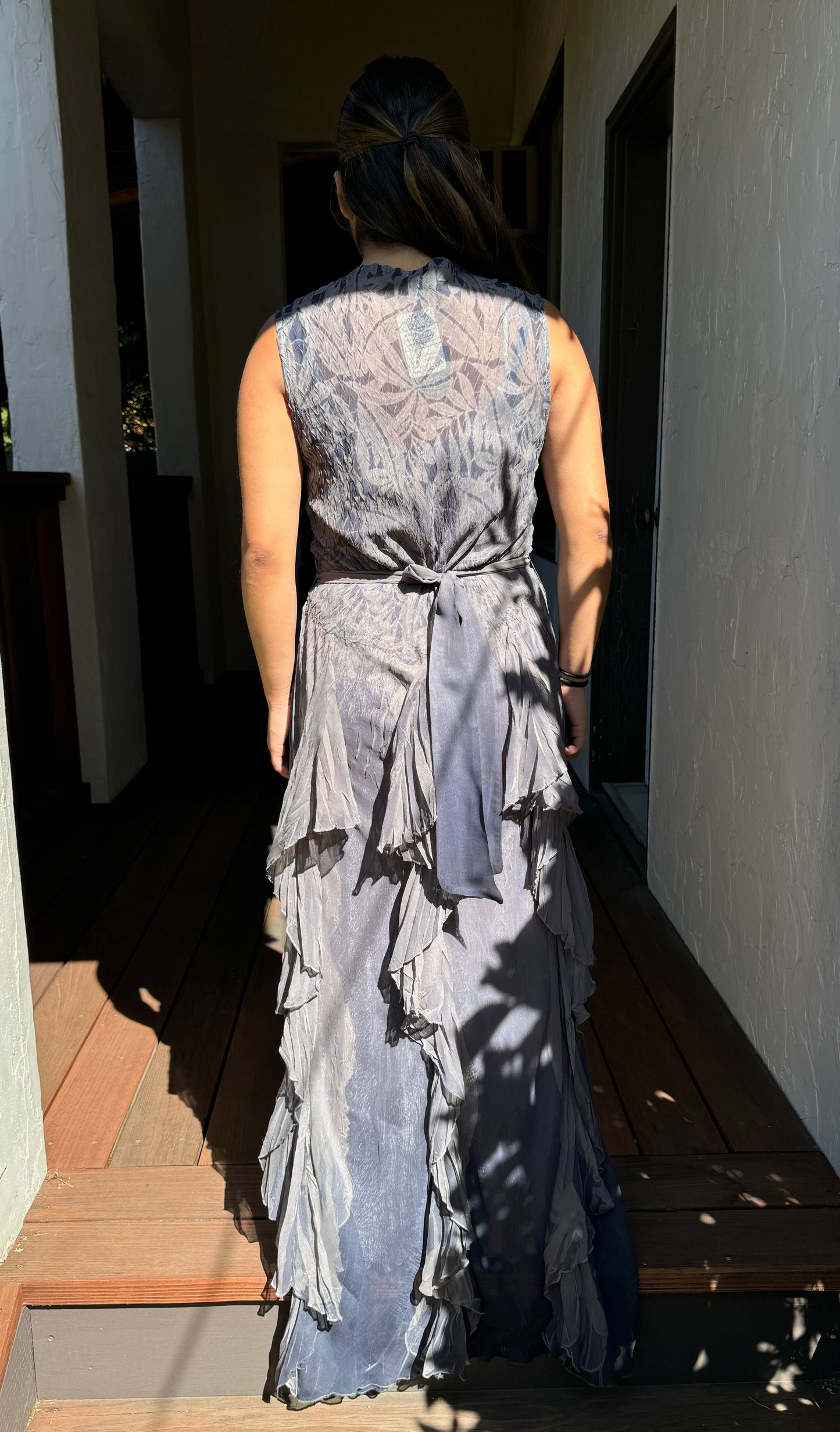 Short Sleeve Grey Long Dress - KOMAROV