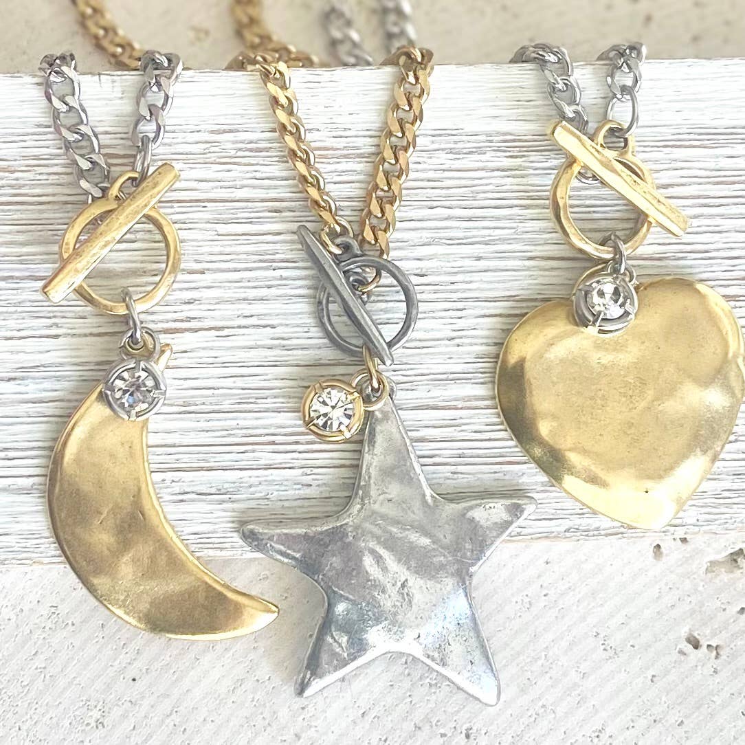 Star moon heart mixed meta necklaces no tarnish jewelry 2025: 19” / Gold Heart