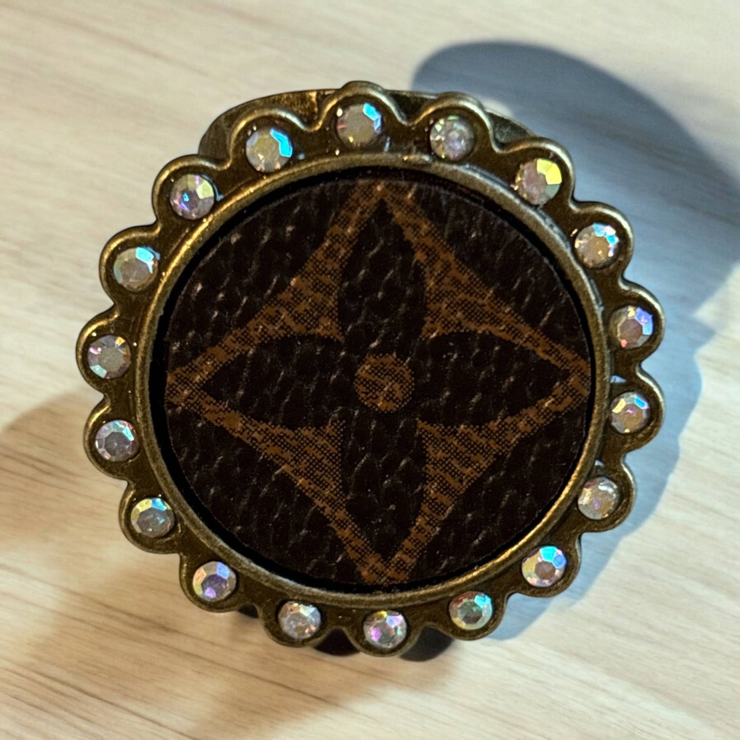 Round Rhinestone Ring, Up-cycled Round Ring