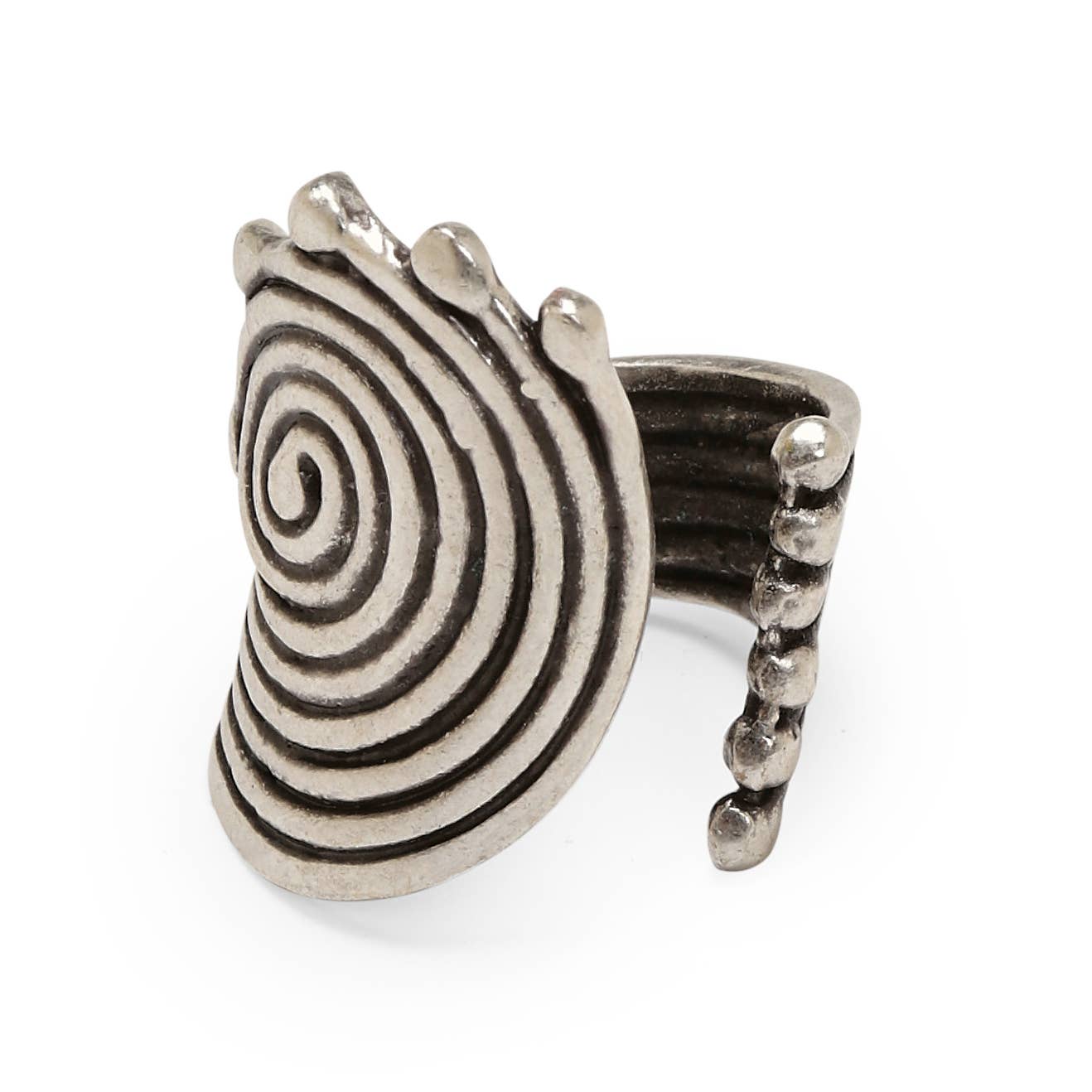 Handmade Spiral Brass Ring In Silver Plated - ZRC-026