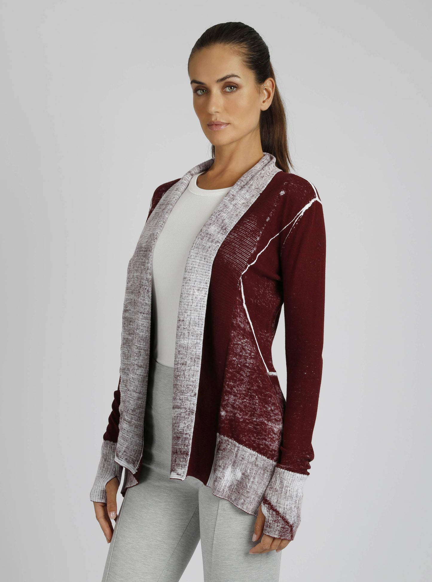 Huntress Drape Front Cardigan - Blanc Noir