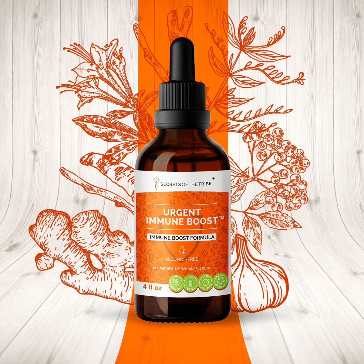 Urgent Immune Boost. Immune Boost Formula: 2 FL OZ / Alcohol-FREE