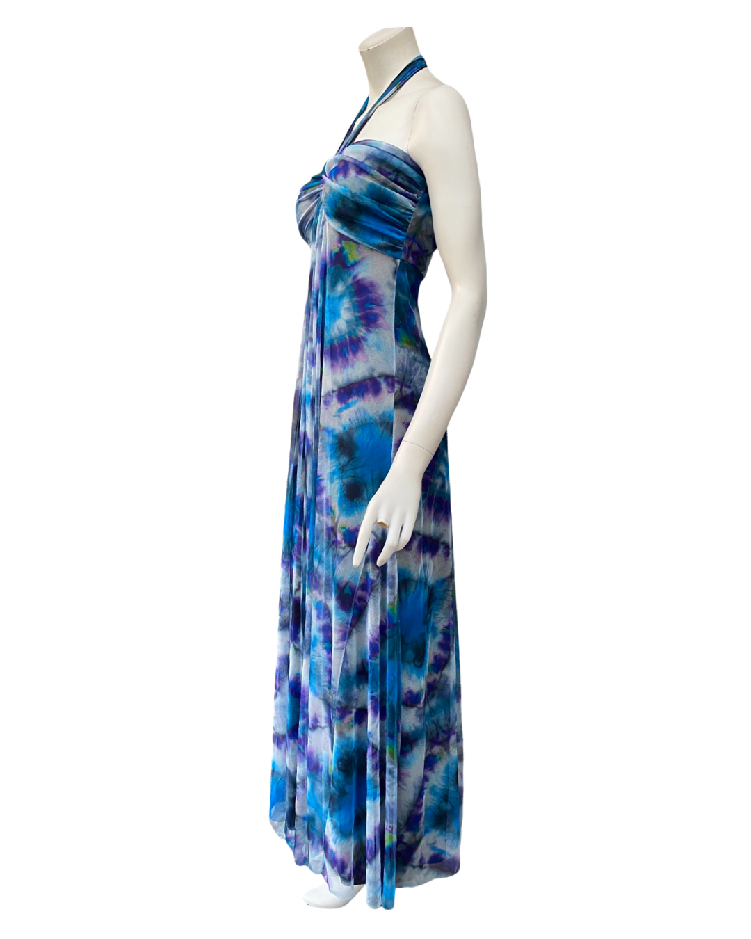 MALI Maxi Strapless Ruched Bodice Empire Print Dress