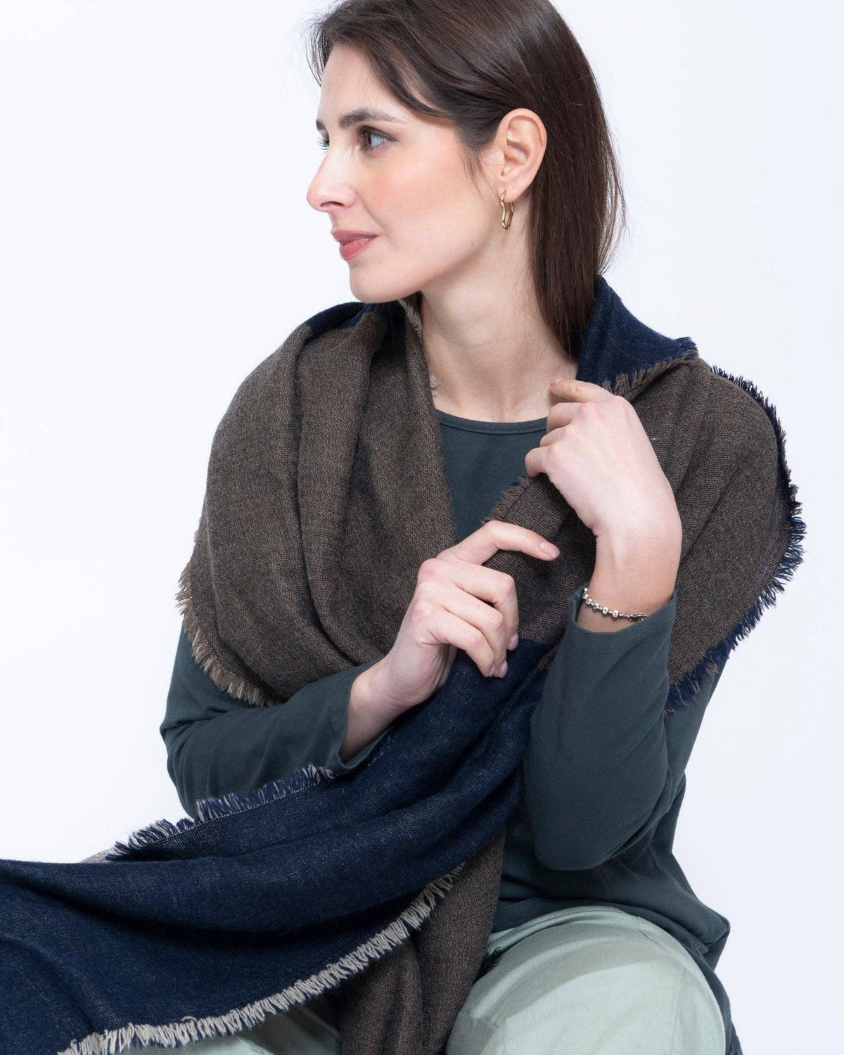 Blueberry Colorblock Scarf, Navy Mix: NAVY / ONE SIZE
