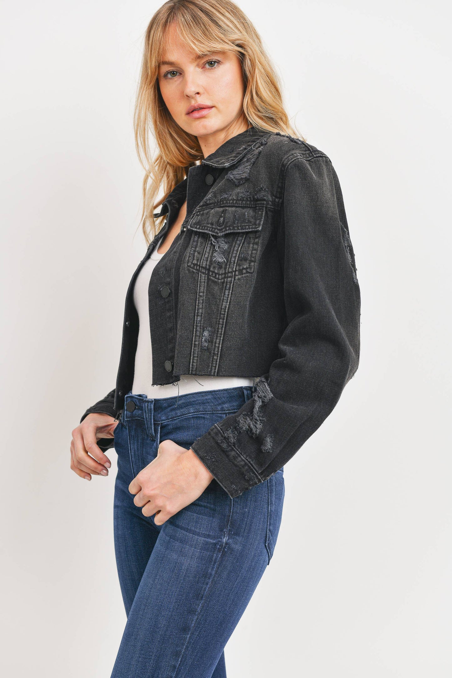 Super Destroyed Cropped Jacket DA467N