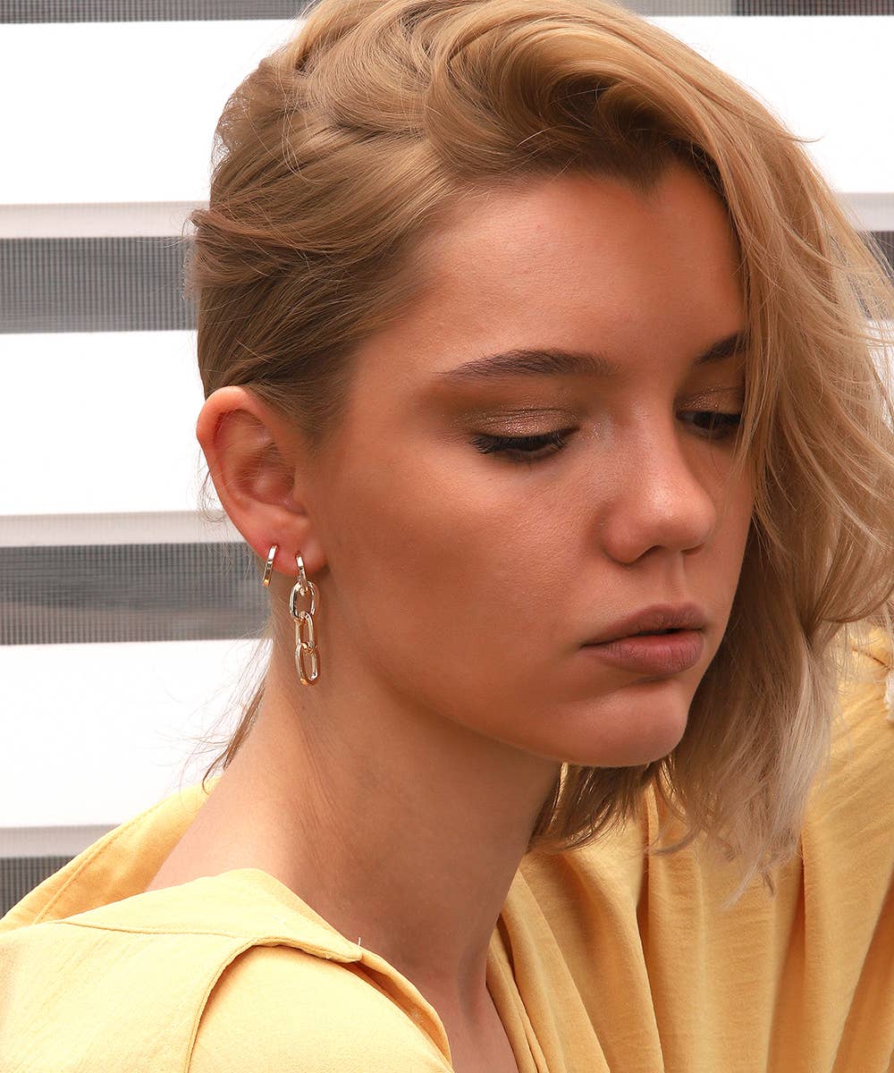 18k Gold Plated Chain Necklace & Earrings Set