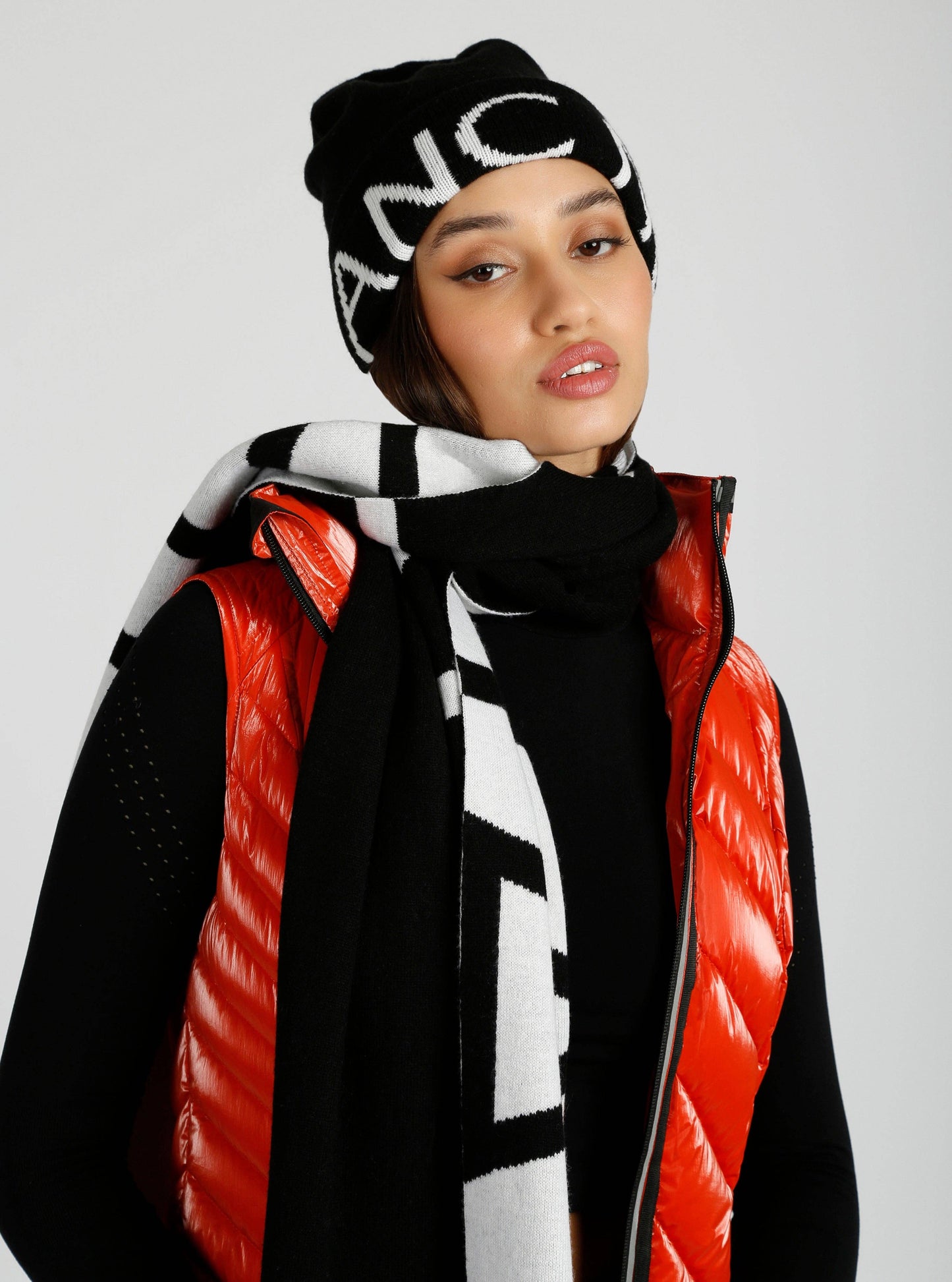 Jacquard Knit Scarf - Blanc Noir