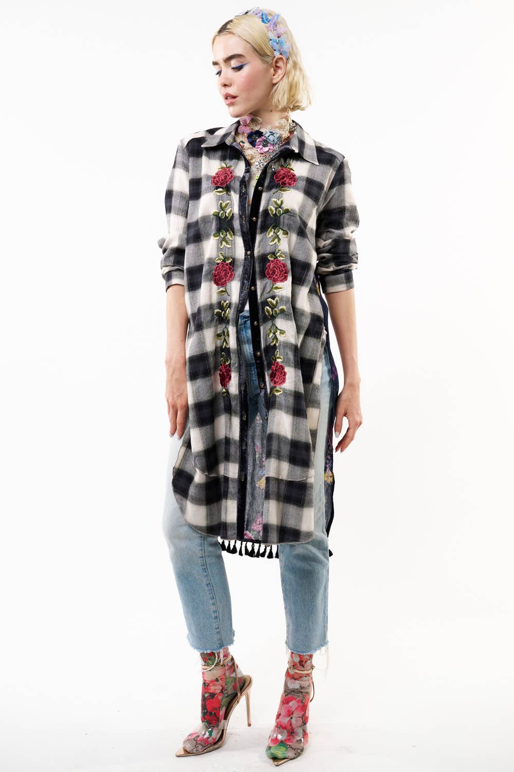 Feeling Special Shirt-Dress: Black/white / L