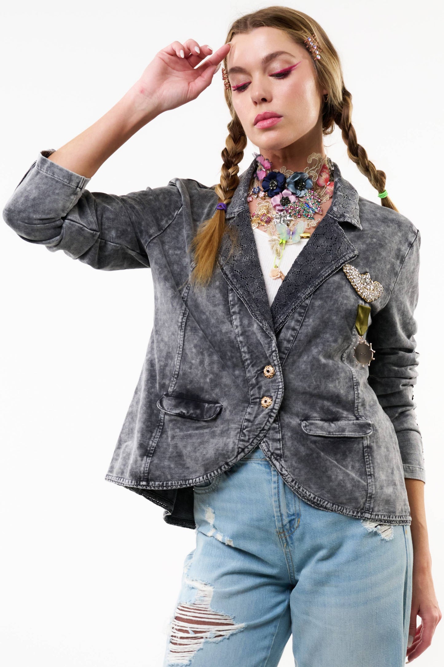 Colonel French Terry Knitted Jacket - Blazer : Charcoal / M