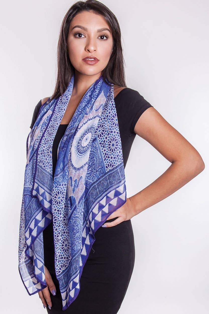 Aashi Blue Mandala Scarf - Sevya Handmade