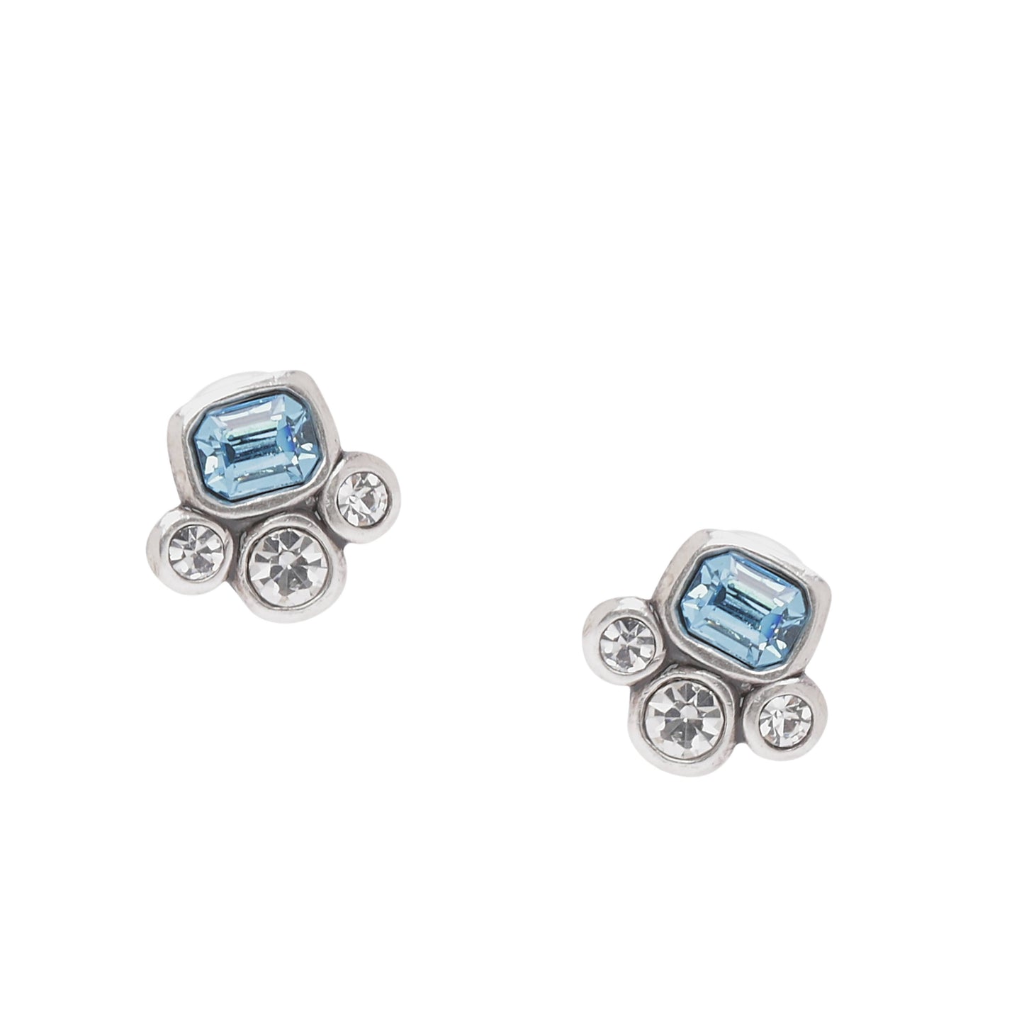 Handmade Blue Crystal Pewter Earrings - 1961