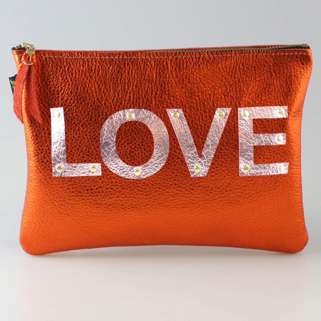 The Metallic Applique Carter: LOVE: Pewter w/Rose letters