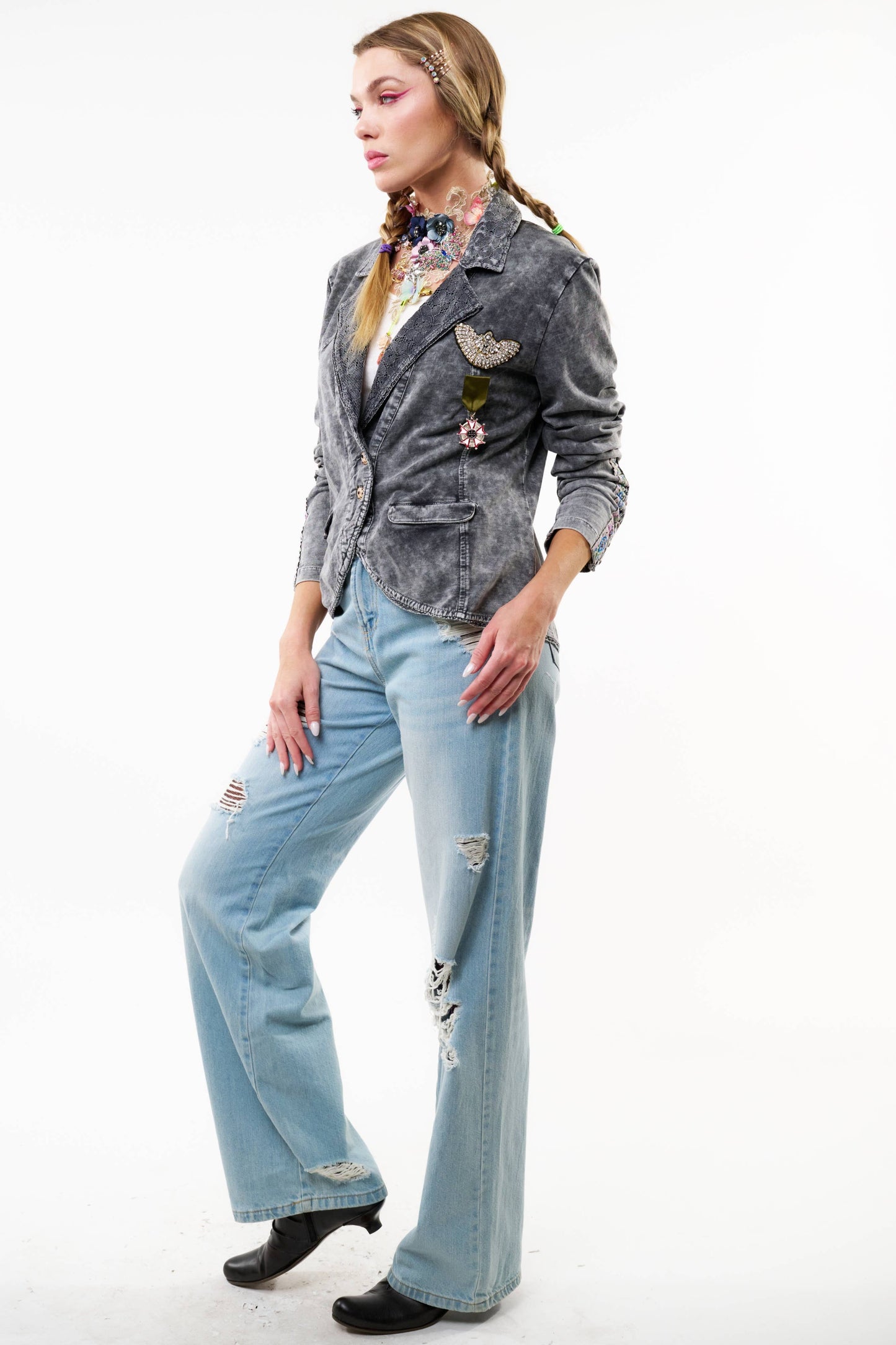 Colonel French Terry Knitted Jacket - Blazer : Charcoal / M