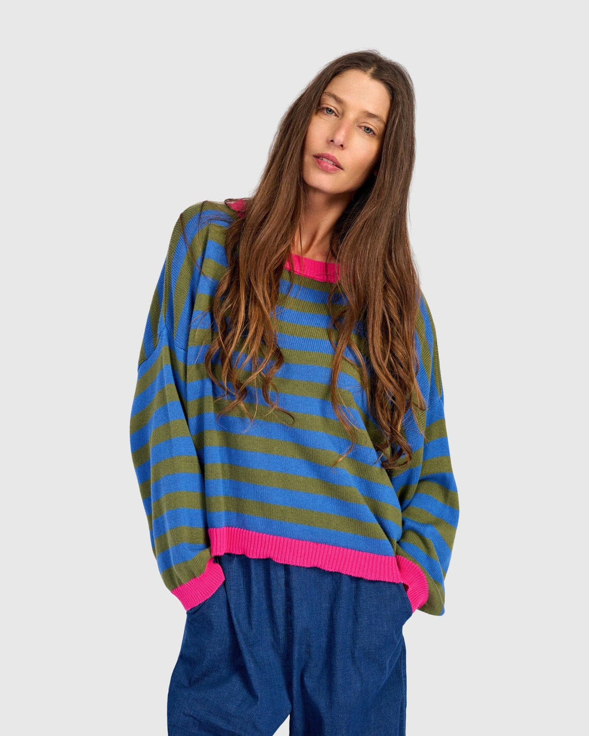 Lolly Stripe Sweater, Indigo: Indigo / ONE SIZE