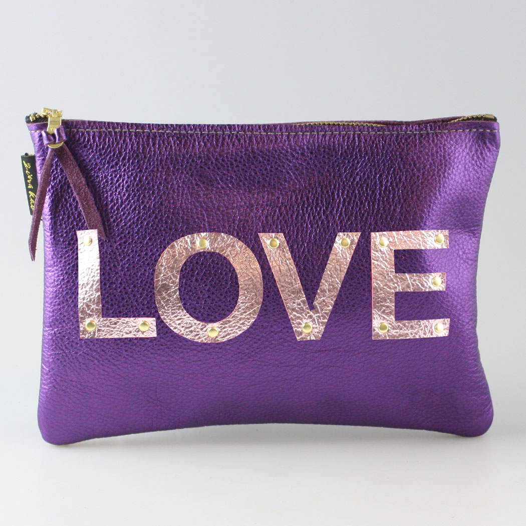 The Metallic Applique Carter: LOVE: Pewter w/Rose letters