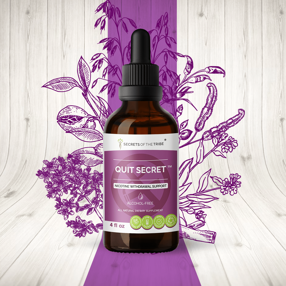 Quit Secret. Nicotine Withdrawal Support: 2 FL OZ / Alcohol-FREE