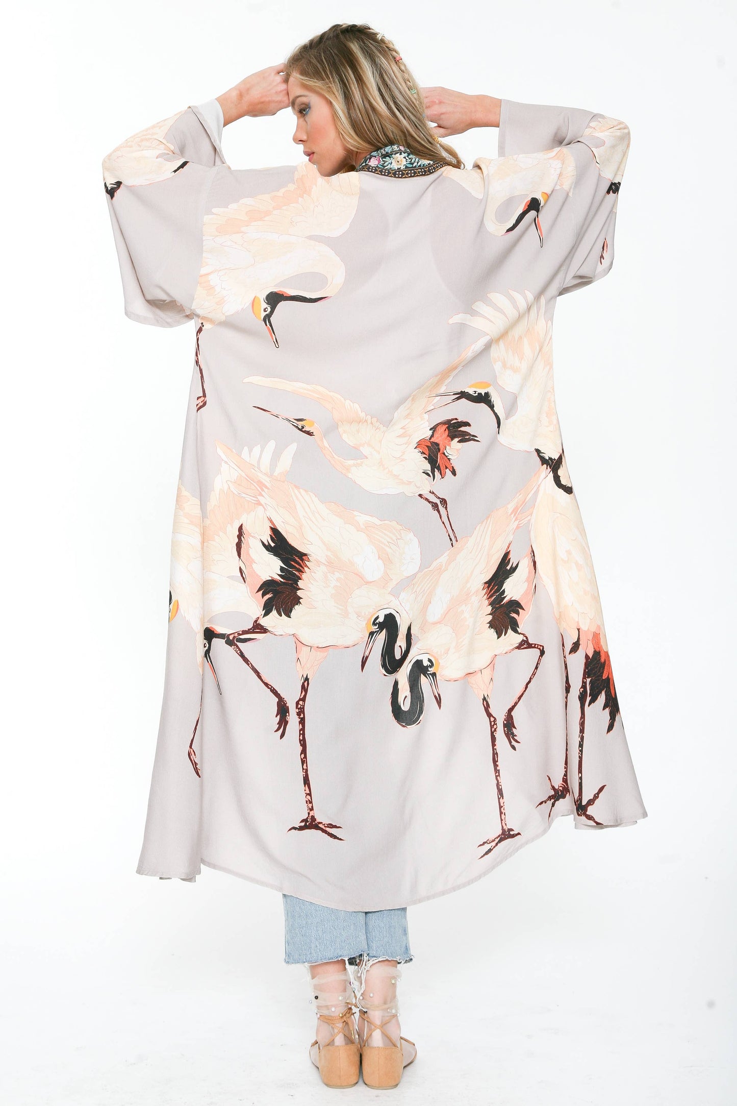 Story of the Crane Kimono: Slate / One Size