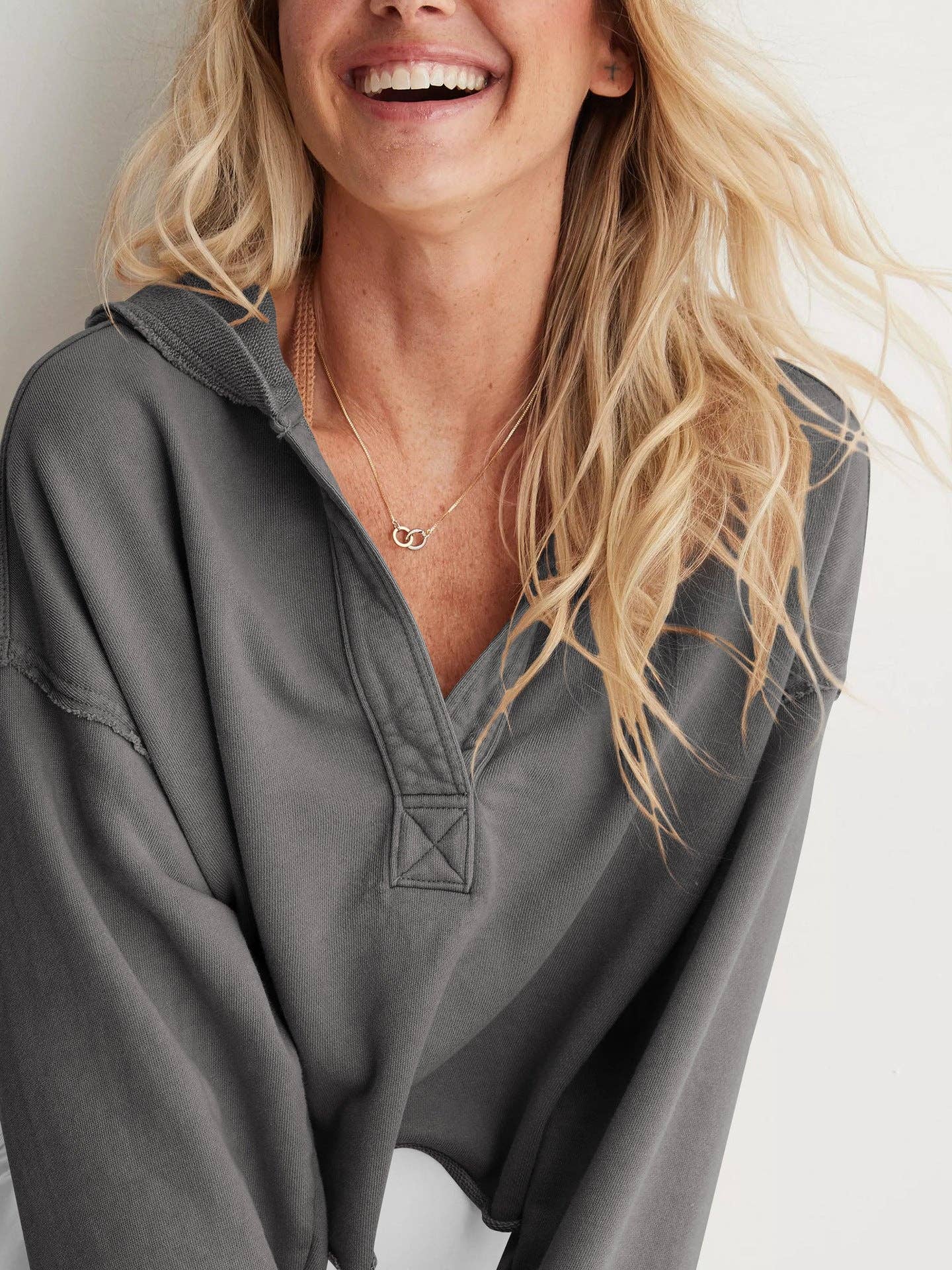Trendy Hooded Sweatshirt for Women Comfortable Casual Wear: E24W0452-050 / L