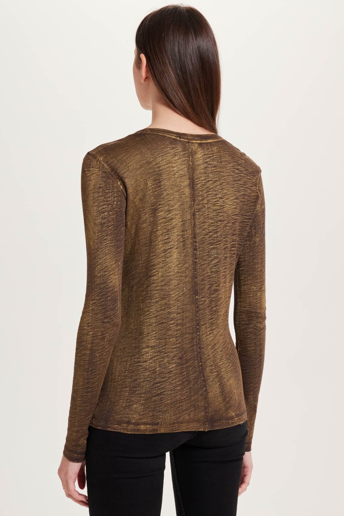 Long Sleeve Metallic Sparkling Tee 21402SPRCFG - Goldie Lewinter