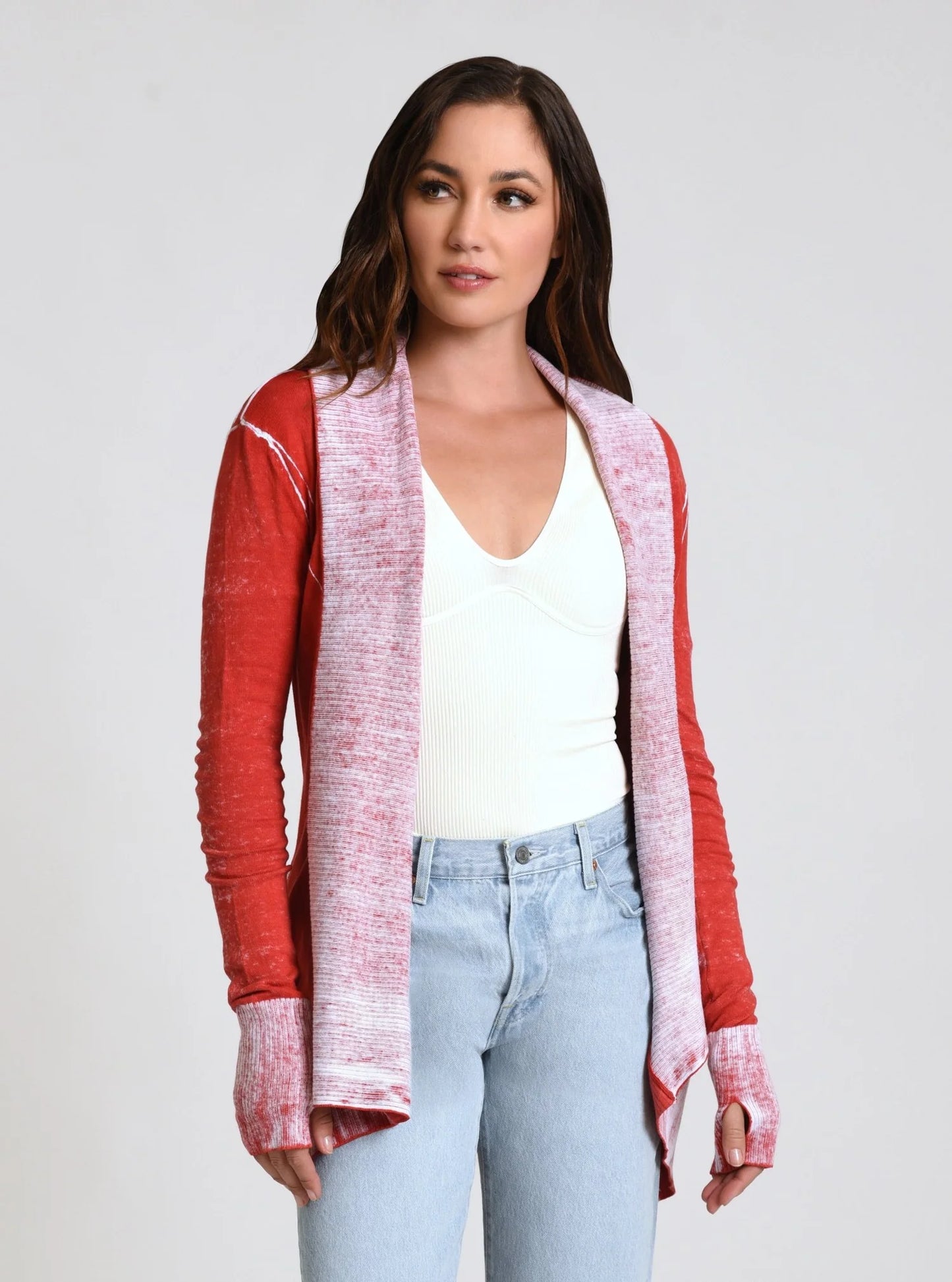 Huntress Drape Front Cardigan - Blanc Noir