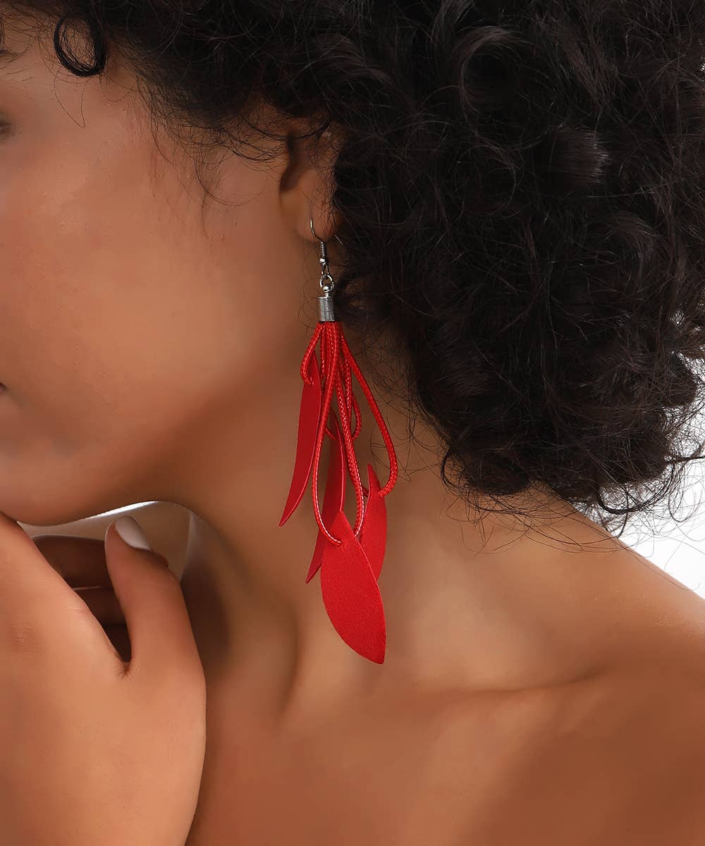Handmade special design leather leaf jewelry set: Red