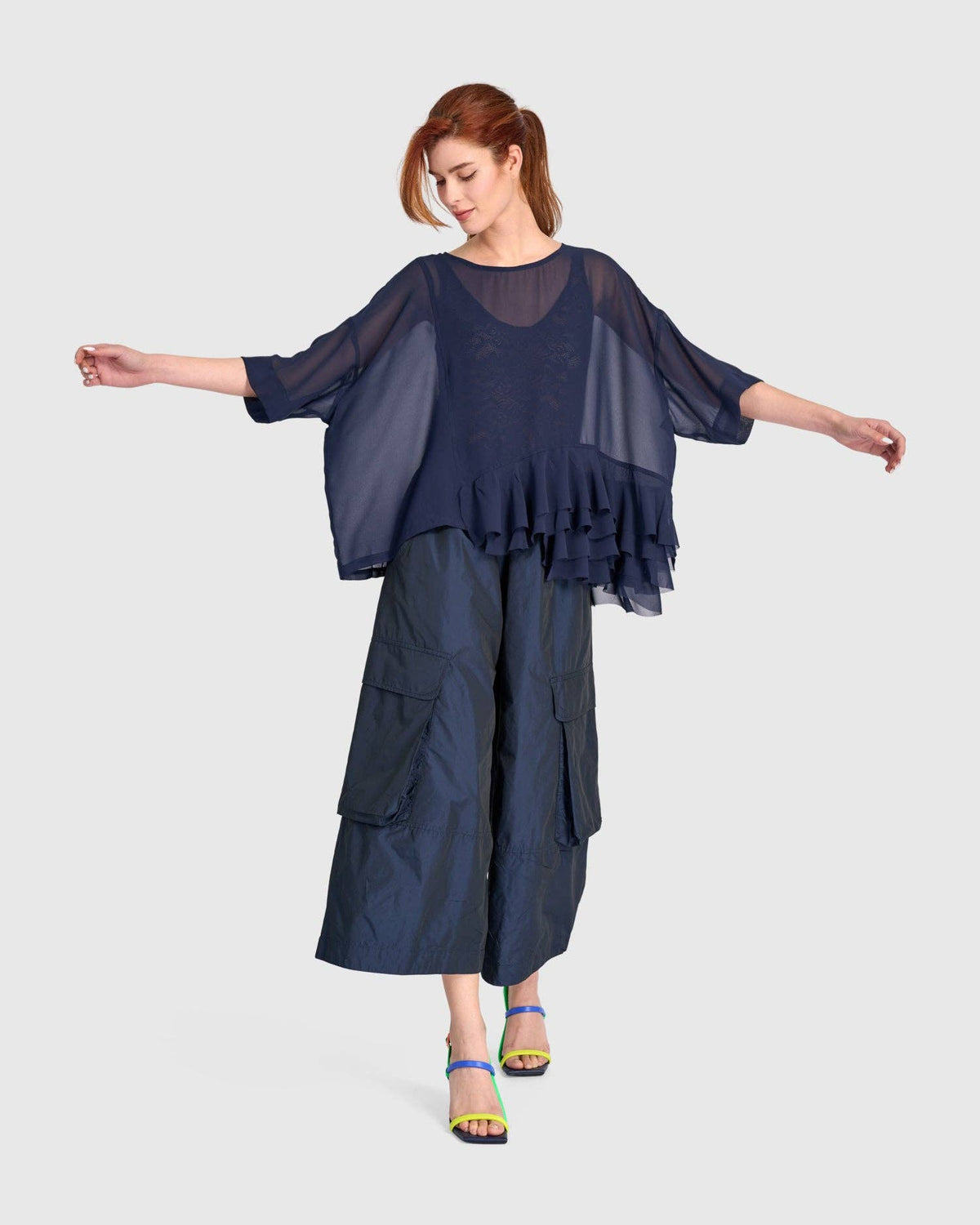 Swish Wide Cargo Pants, Ink: NAVY / 3 (US 10-12)