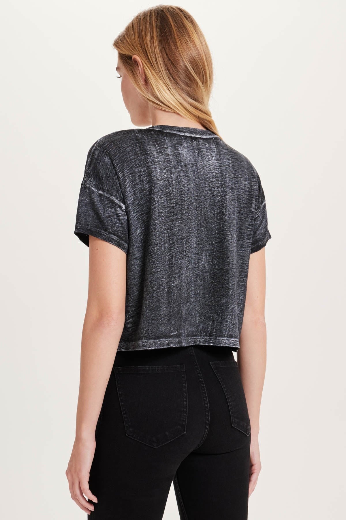 Metallic Sparkle Crop Tee 15660SPRBKS - Goldie Lewinter