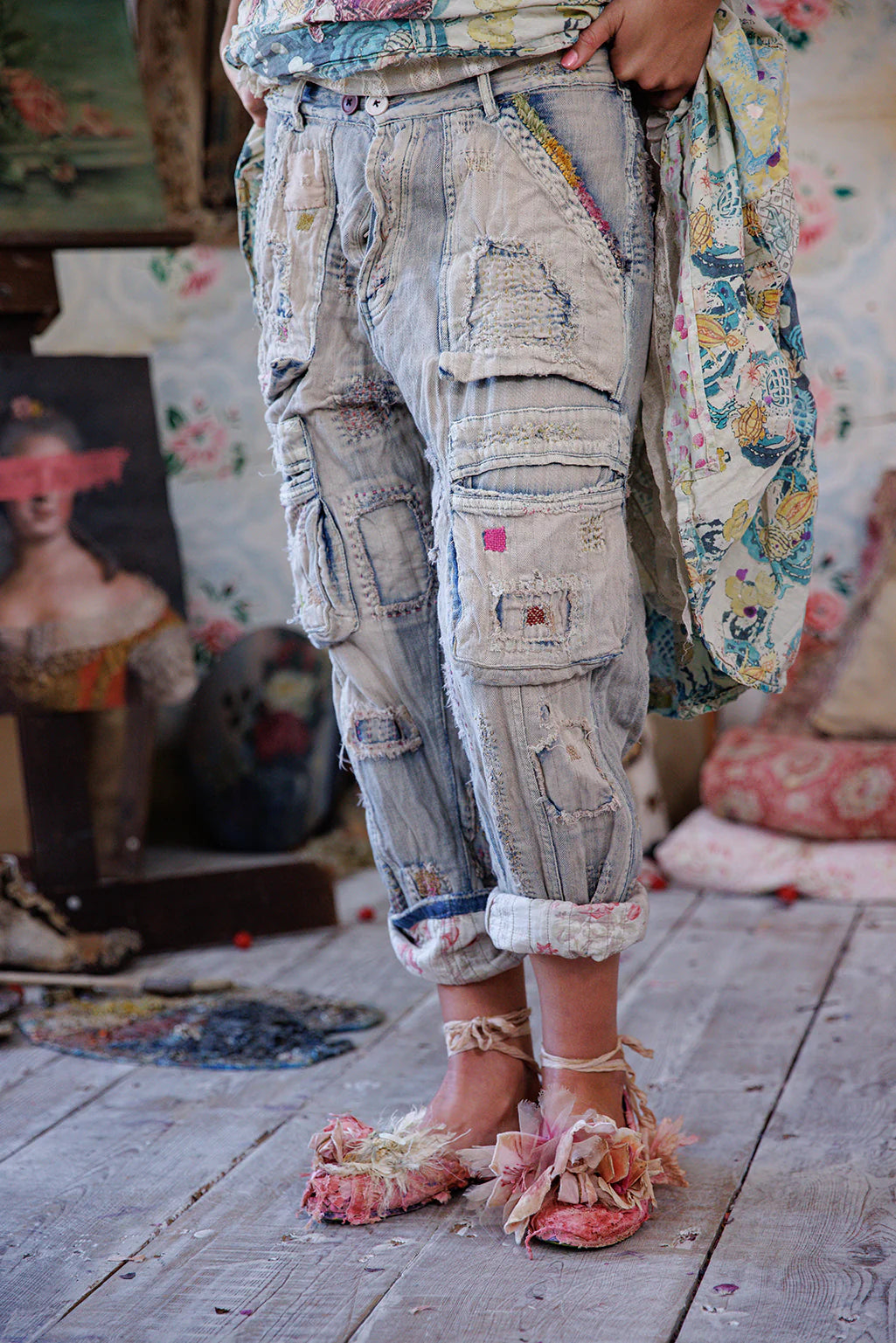 Quilted Tatum Cargo Denims 819 - Magnolia Pearl