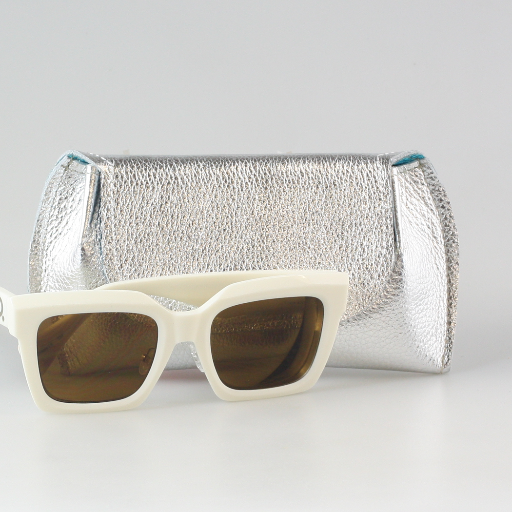 The Marla Sunglass Case: Metallics!: Silver Inside / Sapphire Outside