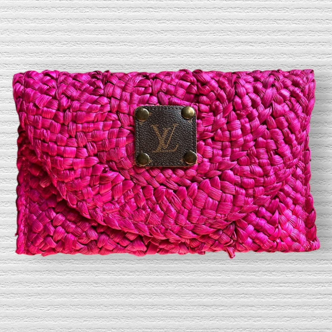Hot Pink Woven Straw Crossbody