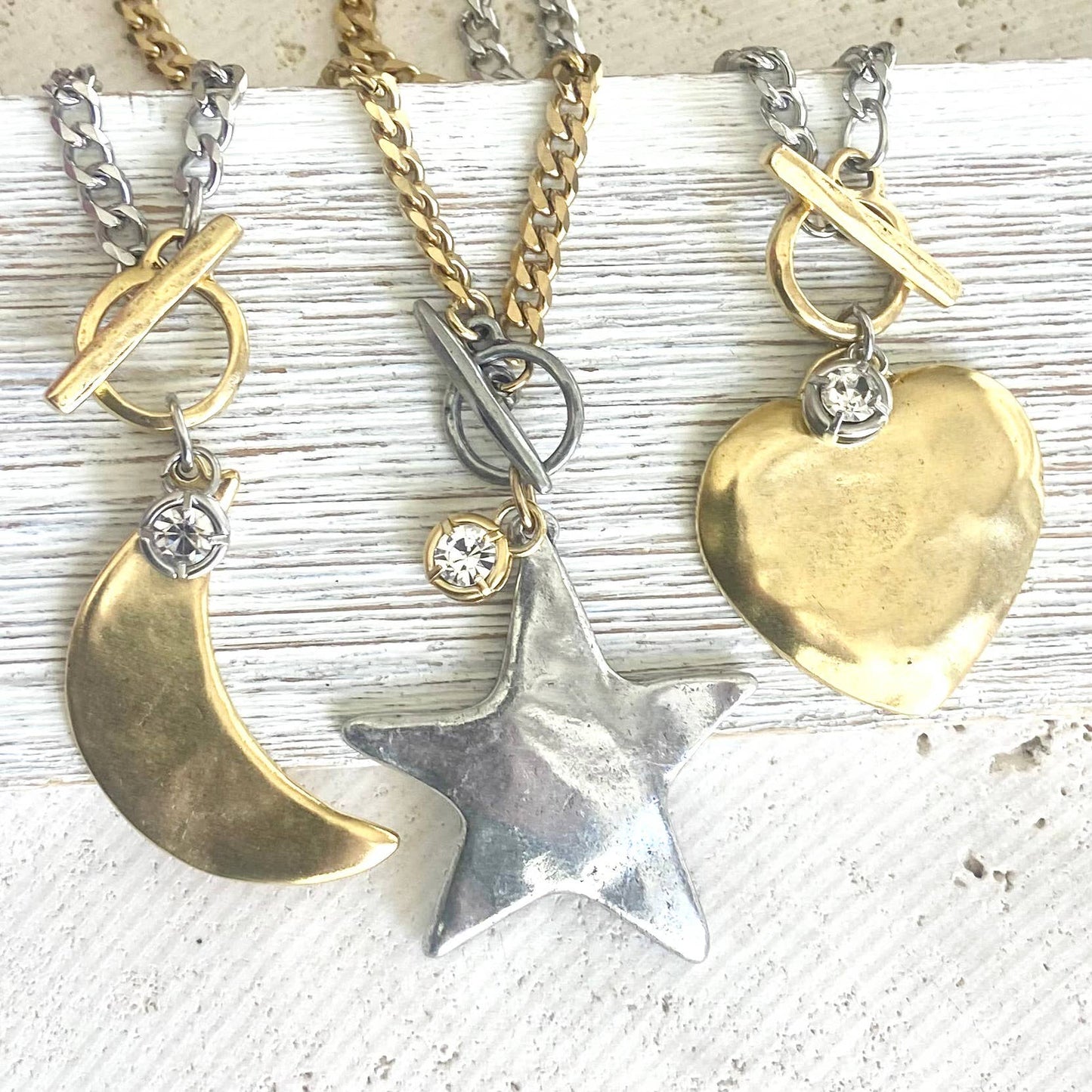 Star moon heart mixed meta necklaces no tarnish jewelry 2025: 18” / Gold Heart