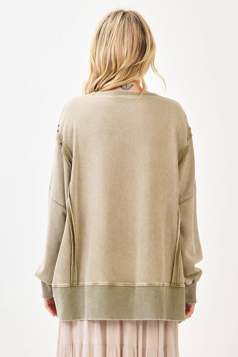 PEACE SIGN PATCH MINERAL WASH SWEATSHIRT: BONE / S/M-M/L(3-3)