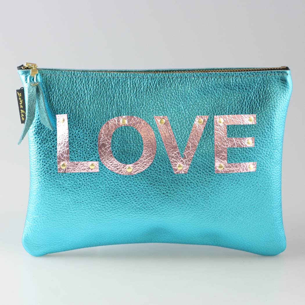 The Metallic Applique Carter: LOVE: Pewter w/Rose letters