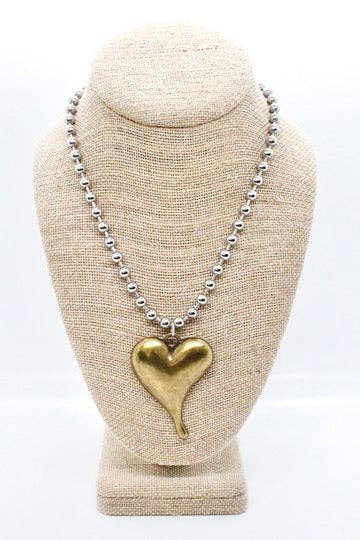 Simple Brass Pendant Convertible Silver Chain Necklace: Single 8mm