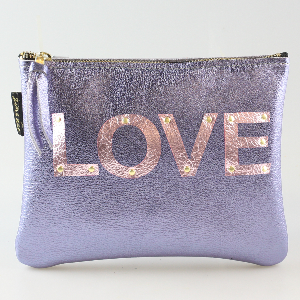 The Metallic Applique Carter: LOVE: Pewter w/Rose letters