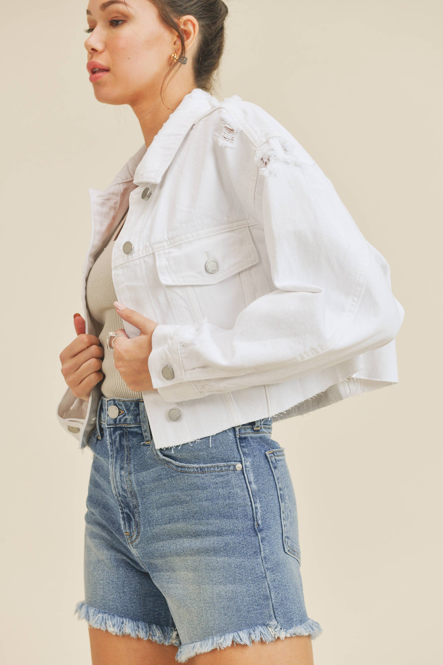 Cropped Distress Jacket DA630N
