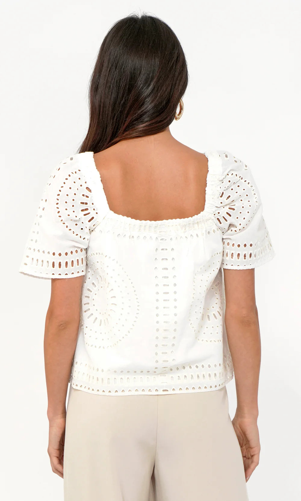 Sammy Eyelet Square Neck Top G254T7202 - GREYLIN