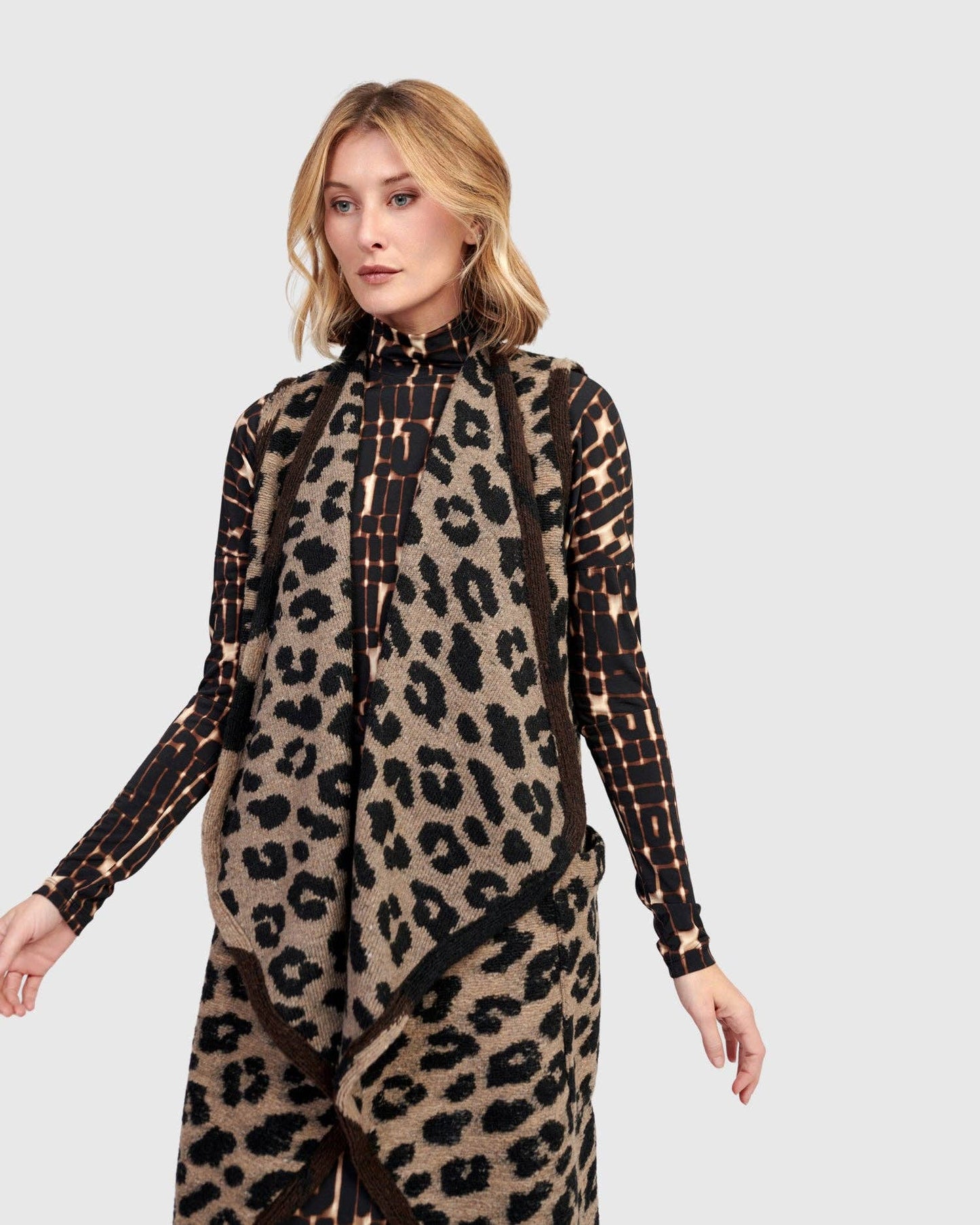 Savage Cozy Draped Vest, Leopard: Leopard / 1 (US 6-8)