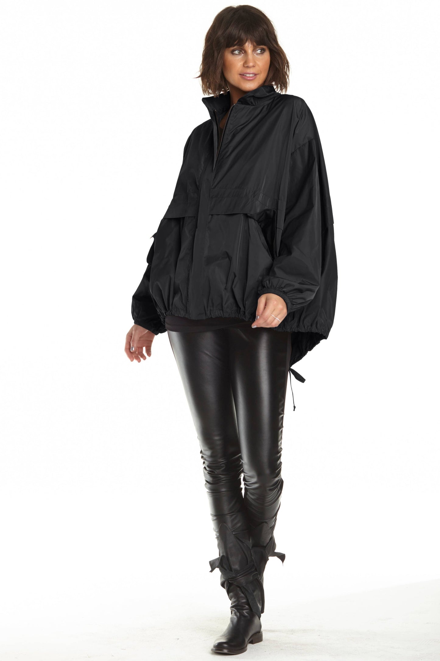 Nylon Chic Bomber - Black: Black
