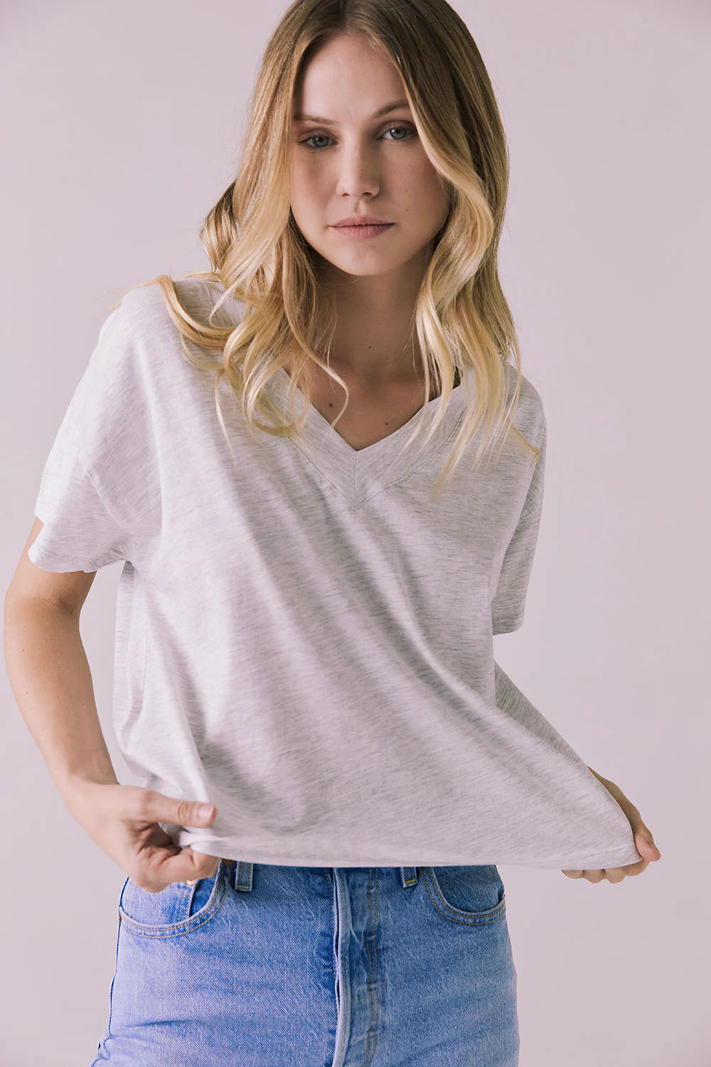 Mazzy Light Heather Grey Tee CWA539 - CHASER
