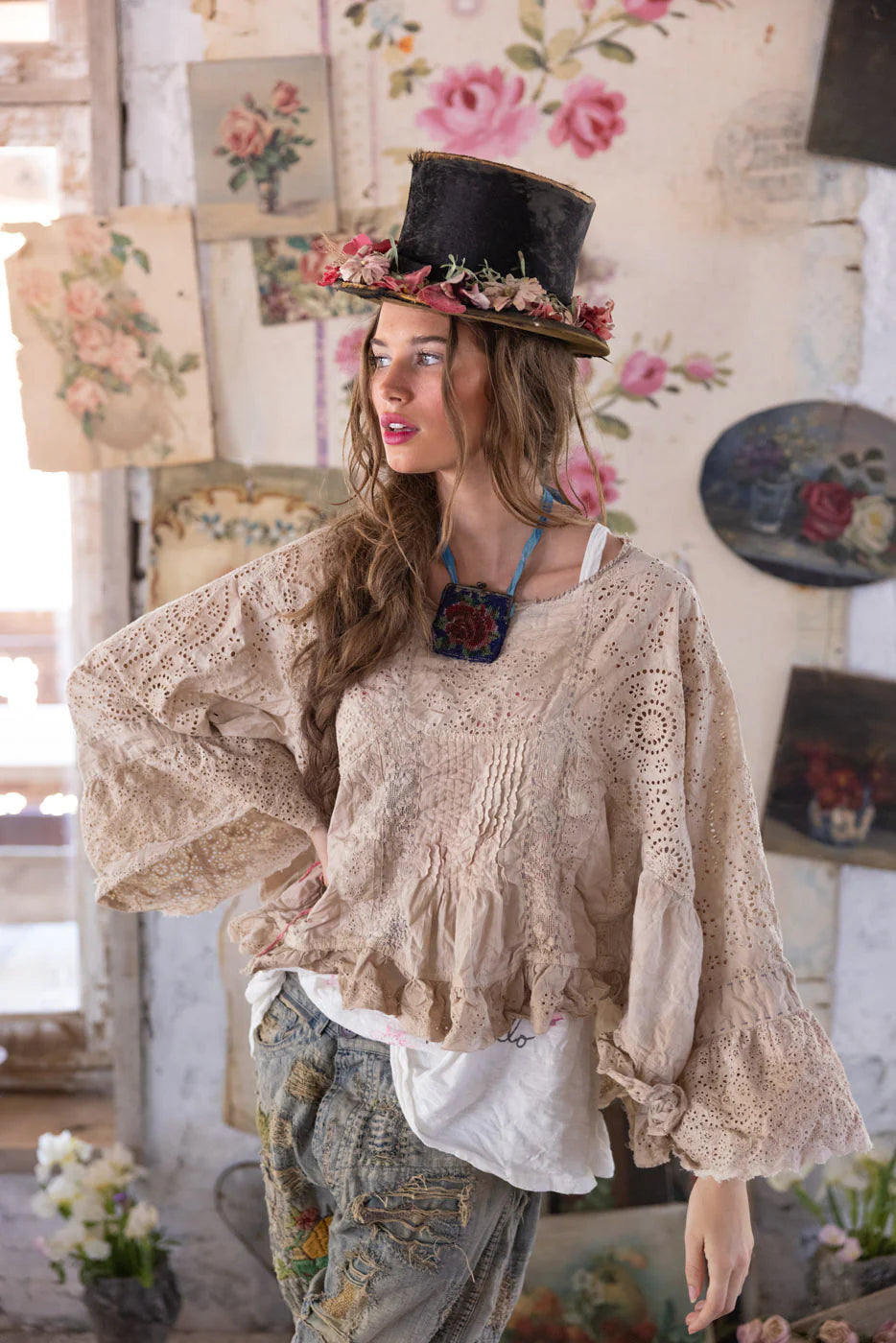 Eyelet Dea Blouse 2212 - Magnolia Pearl